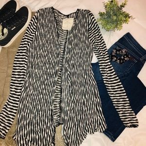 Oneill Black & White Striped Cardigan